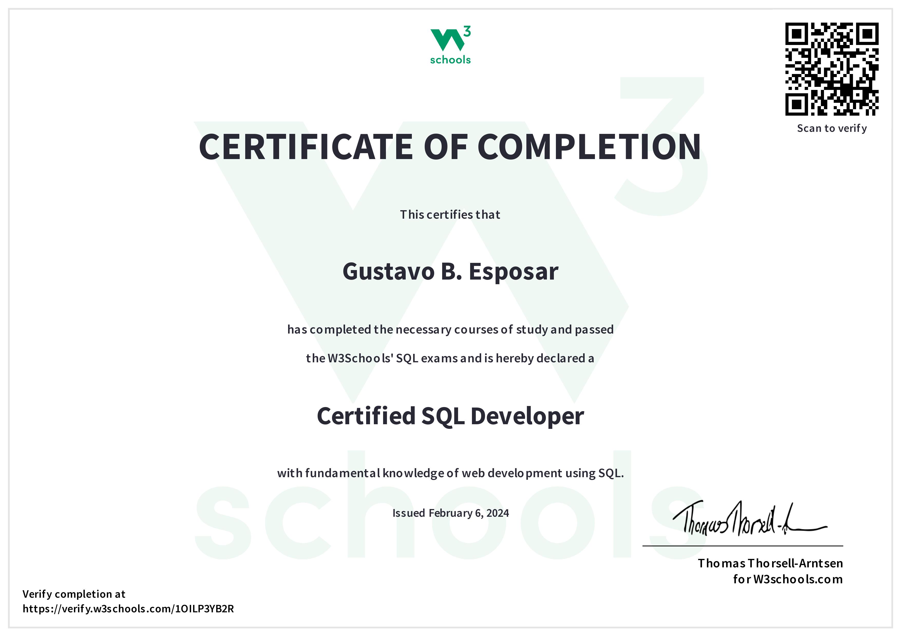 Certified SQL Developer