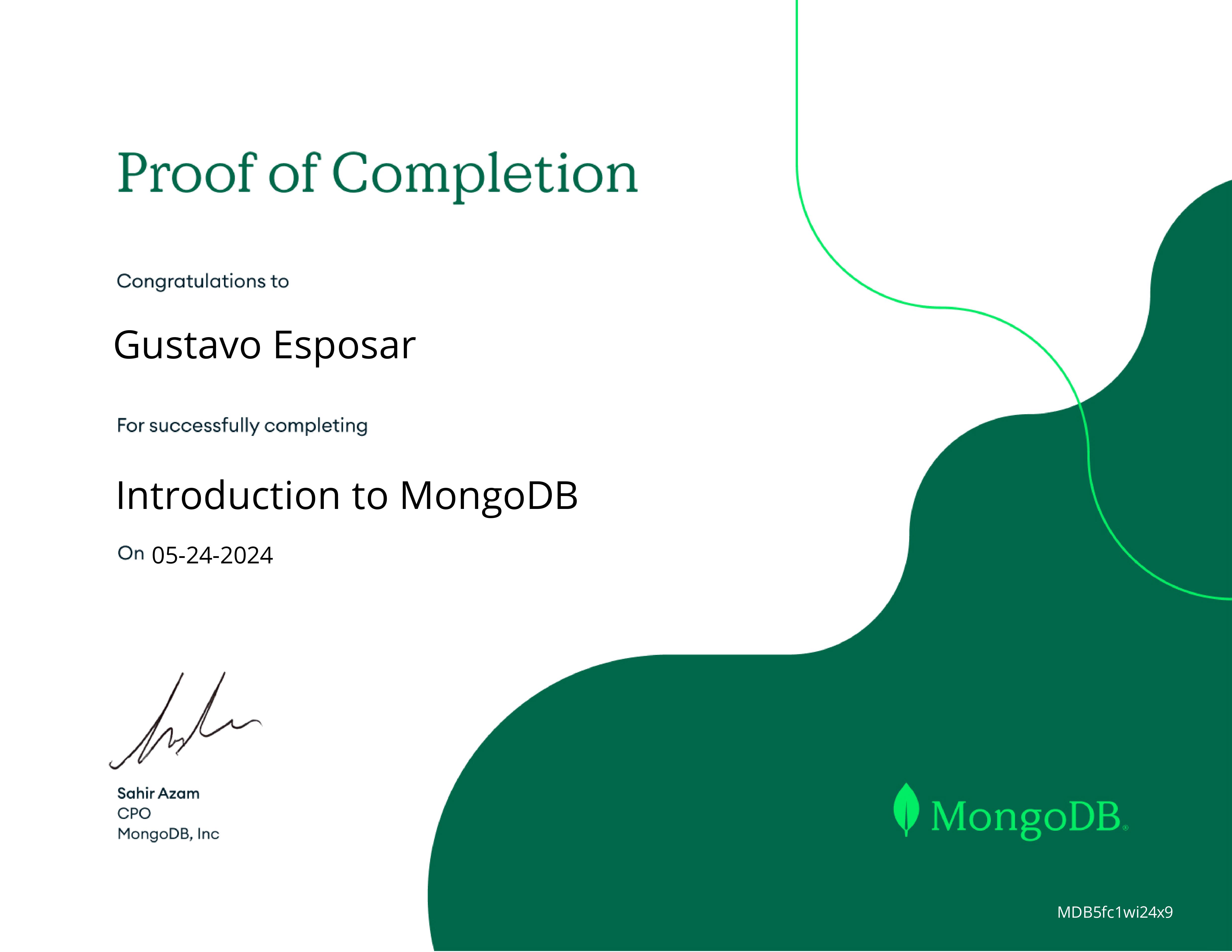 Introduction to MongoDB Certificate